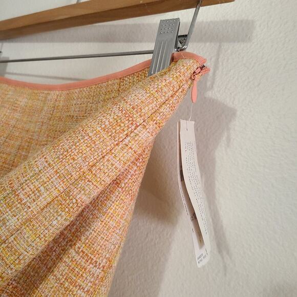 Pendleton Tweed Orange Peach 100% Silk Pleated Zip Petite Skirt Size 10 - Picture 8 of 10